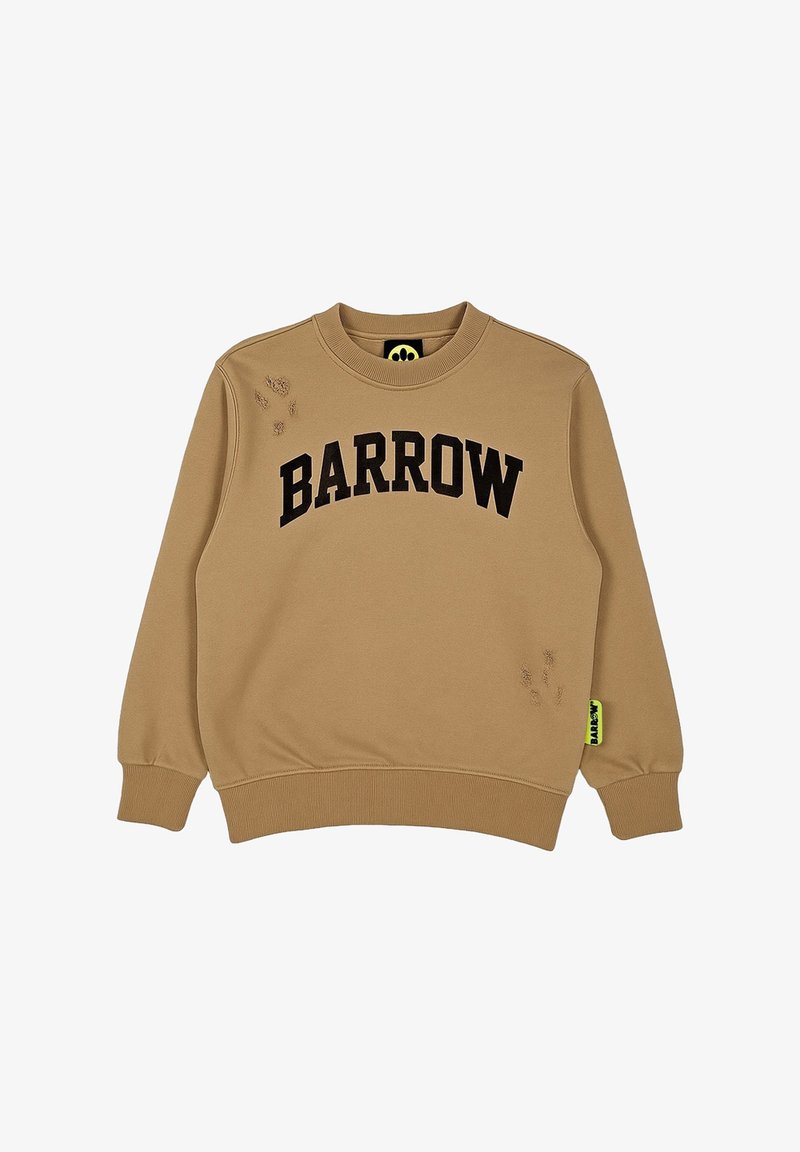 Felpa color beige con logo nero "BARROW", polsini e orlo a coste e dettagli sfilacciati sul davanti per aggiungere texture. Etichetta laterale.