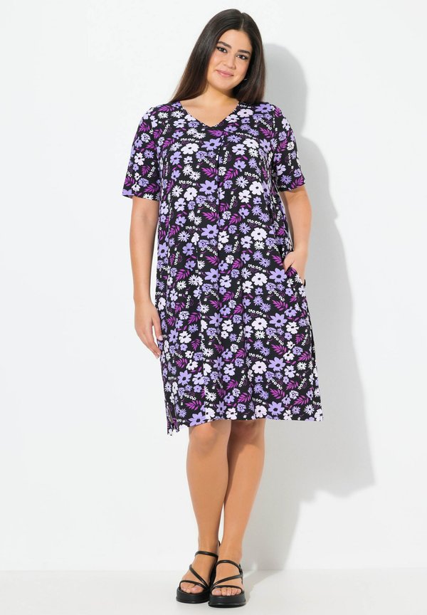 FLORAL SHORT SLEEVE - Jerseykleid - purple