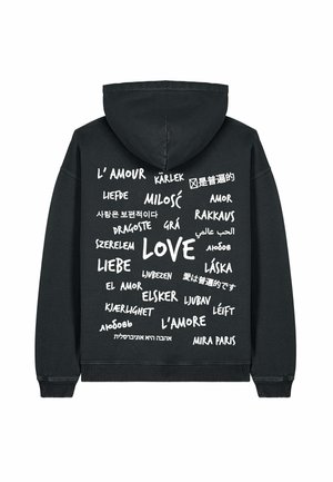 UNIVERSAL LOVE UNISEX VINTAGE PRINT - Džemperis ar kapuci - black denim