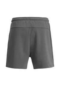 Shorts de sport gris avec une texture lisse, une taille élastique et un design simple sans motifs ni accents visibles.
