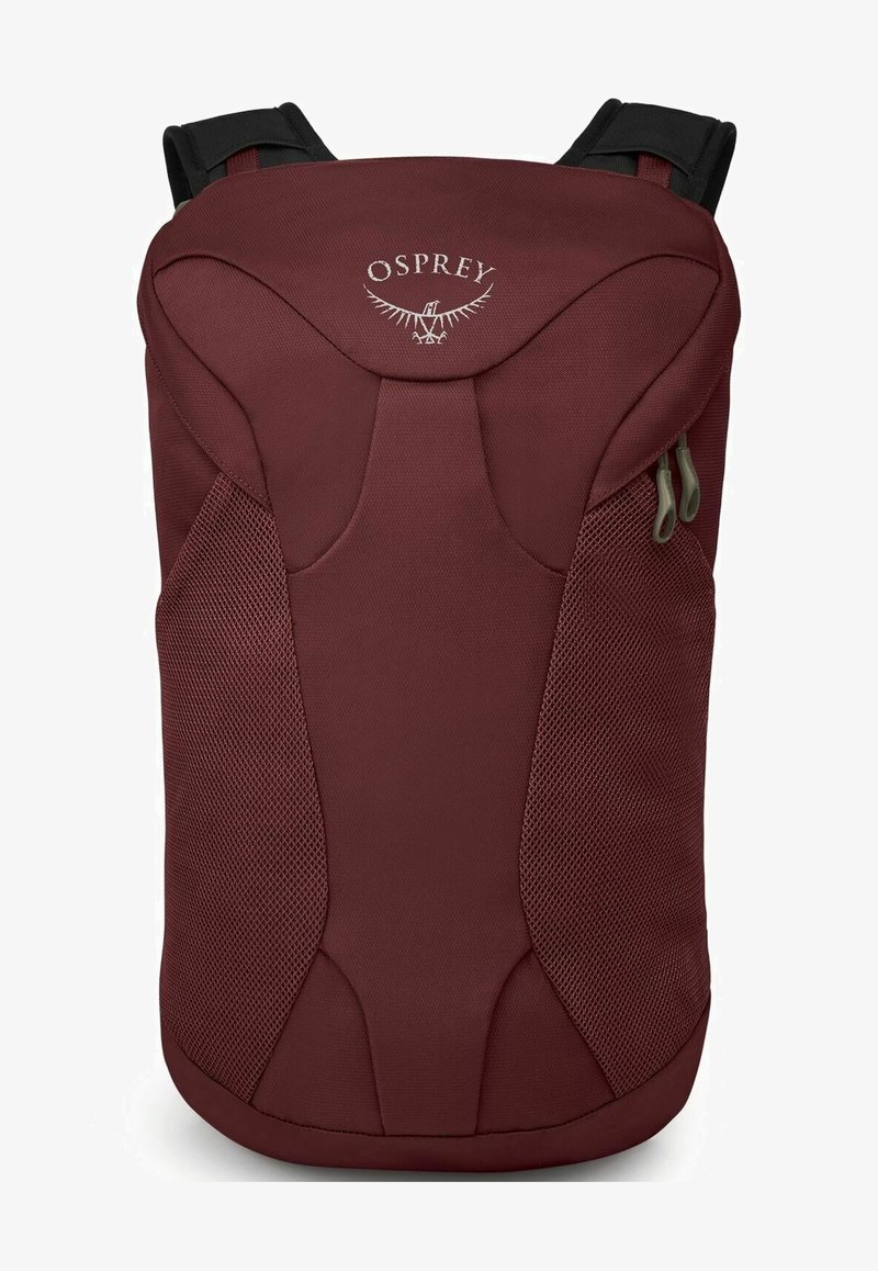 Zaino bordeaux con un design slanciato, dettagli in rete e una tasca con zip. Realizzato in tessuto resistente con spallacci ergonomici.