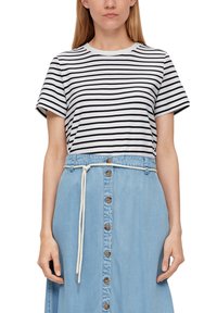 s.Oliver LEICHT VERKÜRZTES  - T-shirt imprimé - navy