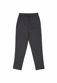 Mustat leggings, joissa on pehmeä kangas, joustava vyötärö ja kapenevat lahkeet. Hieman viimeistelyä saumoissa.