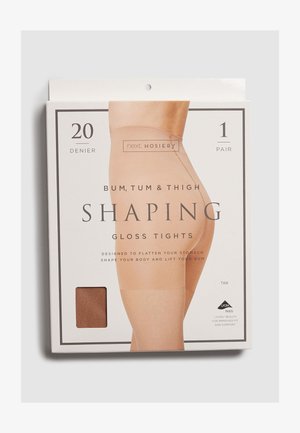 TAN BUM/TUM/THIGH GLOSS SHAPING TIGHTS - Dresuri - brown