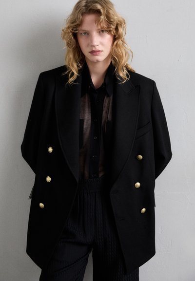 Victoria Beckham BUTTON DETAIL DOUBLE BREASTED - Īss mētelis - black