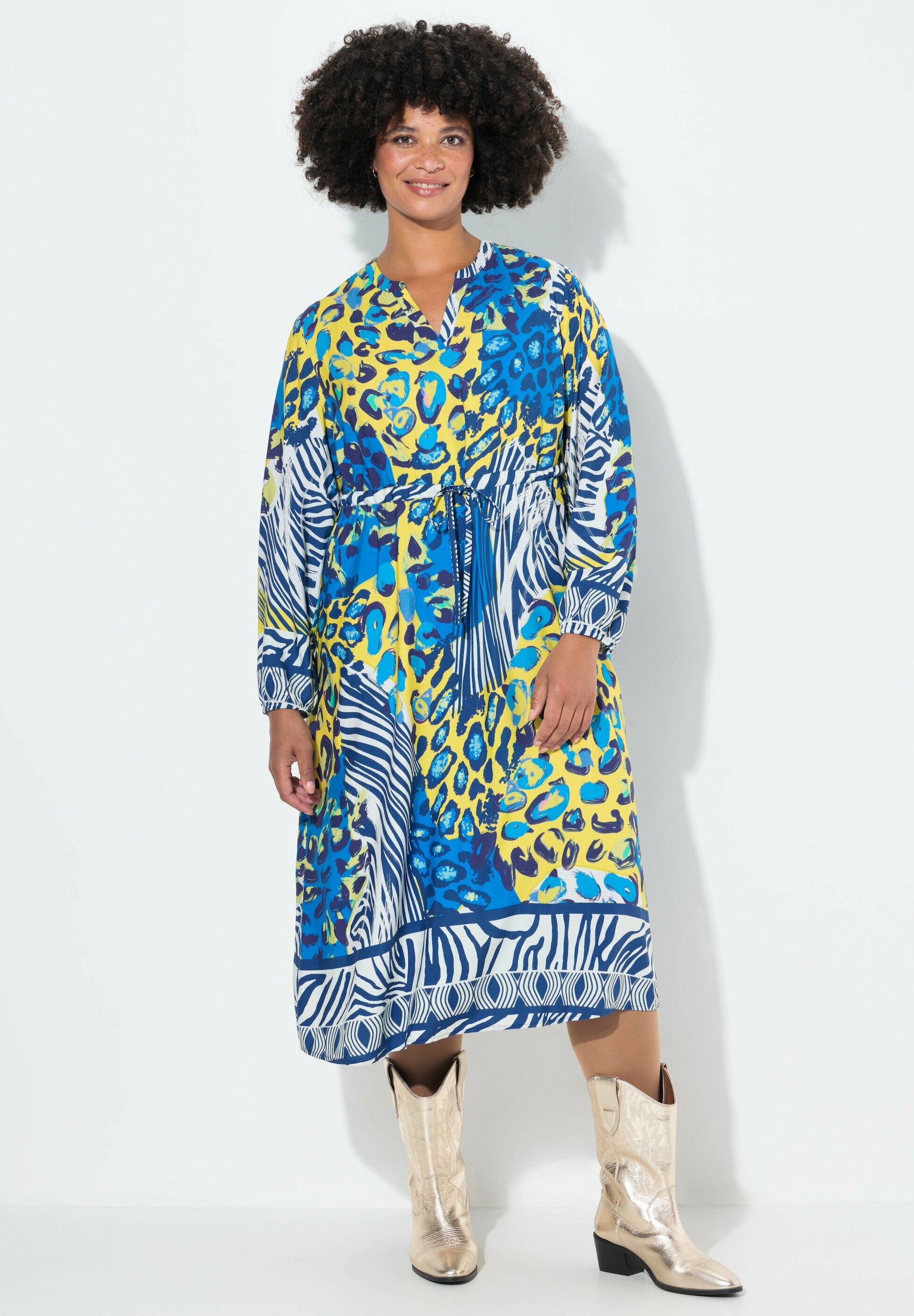 Angel of Style MIDI ANIMALMIX-PRINT LANGARM - Day dress - lemon/light yellow  - Zalando
