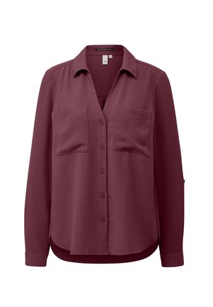 QS, CRÊPE MIT TURN-UP-ÄRMEL - Hemdbluse - bordeaux