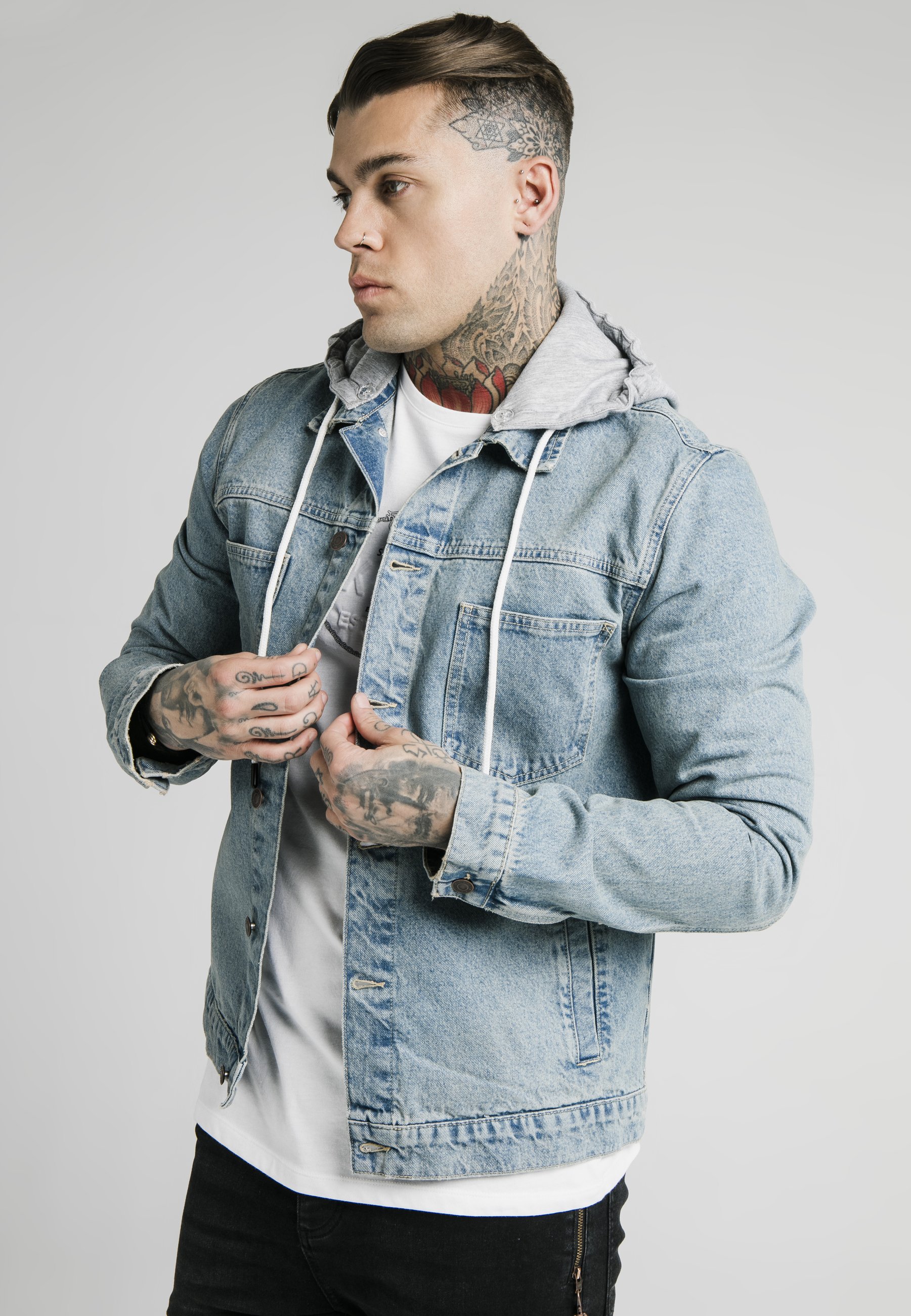 denim hooded coat