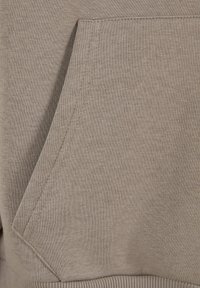 Sweatshirt beige avec poche kangourou, ourlet côtelé et texture en mélange de coton lisse avec de fins détails de couture.