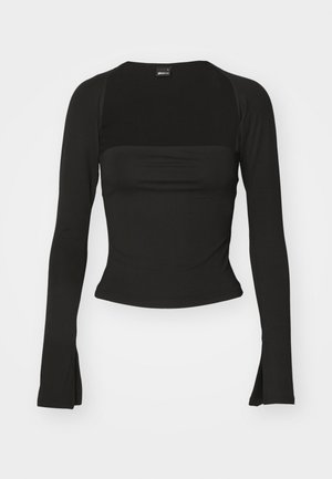 Gina Tricot SOFT TOUCH SQUARE NECK - Majica z dolgimi rokavi - black