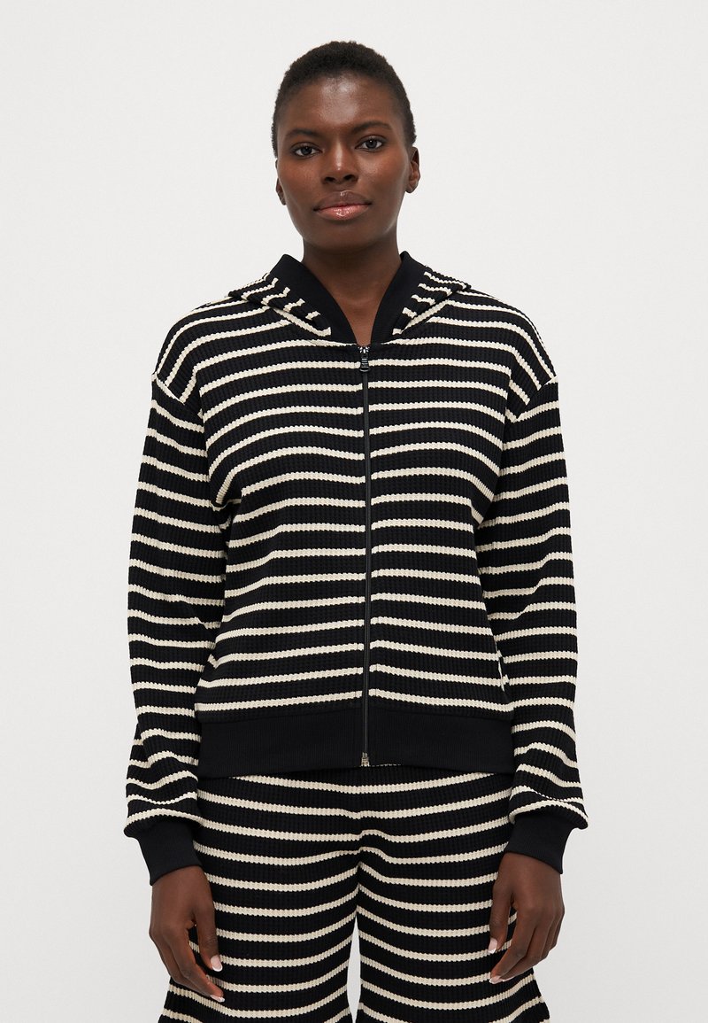 Emporio Armani HOODED FULL ZIP - Pyjamasoverdel - black/white