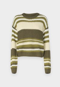 NMCHARLIE O NECK STRIPE - Trui - green