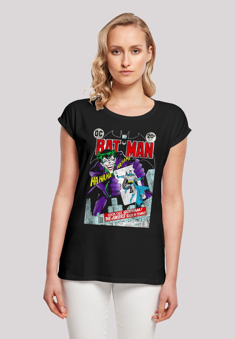 F4NT4STIC DC COMICS BATMAN JOKER PLAYING CARD CO - Triko s potiskem - black