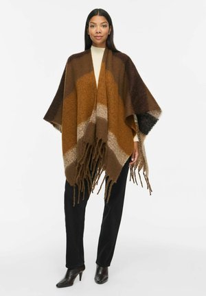 VILA, PONCHO VIMEYA FRINGE - Cape - coffee bean