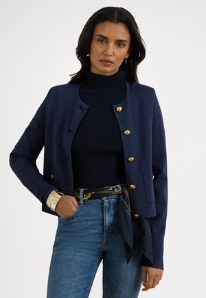 CROPPED CREWNECK SWEATER JACKET - Žakete - navy