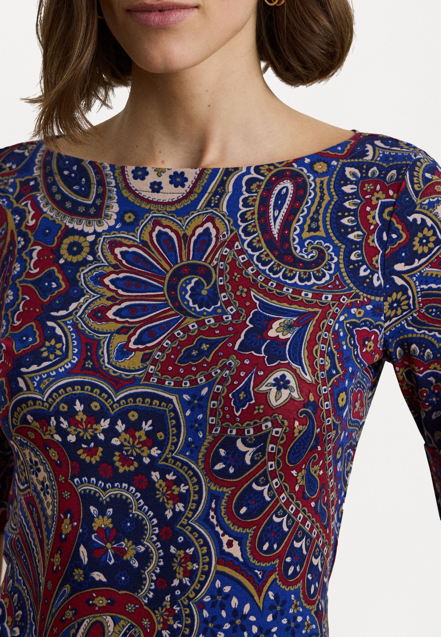 Lauren Ralph Lauren PAISLEY STRETCH COTTON BOATNECK TEE