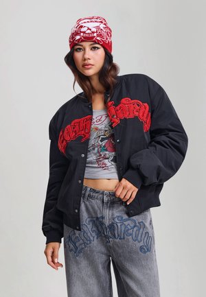 Ed Hardy WOMENS GOTHIC FLAMING EAGLE BOMBER JACKET - Bomberjacks - black