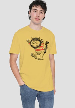Cotton Soul, WHERE THE WILD THINGS ARE/LINE ART - Print T-shirt - mottled light yellow
