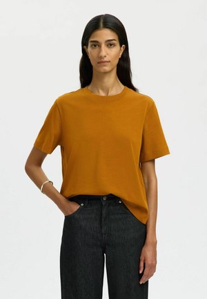 SLFESSENTIAL BOXY NOOS - T-shirt basic - golden brown