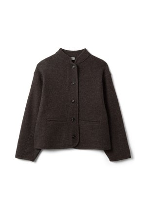 Stefanel, CARDIGAN WITH CREW NECK, OVERSIZED FIT. - Chaqueta de punto - dark brown