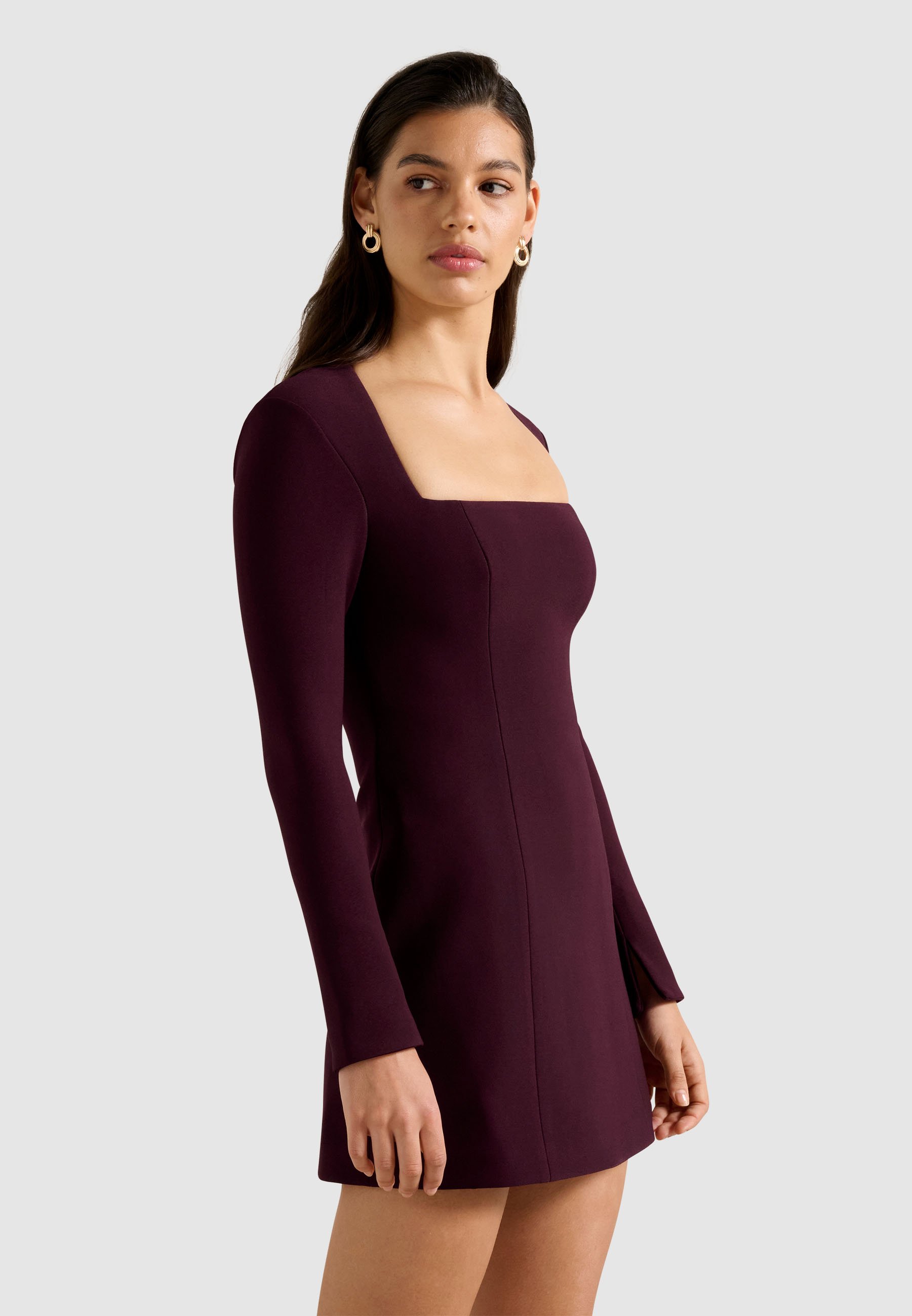 sachin and babi light blue dress Berry Coast Party Sequin Long Sleeve Fringe Burgundy Mini Dress main image 1