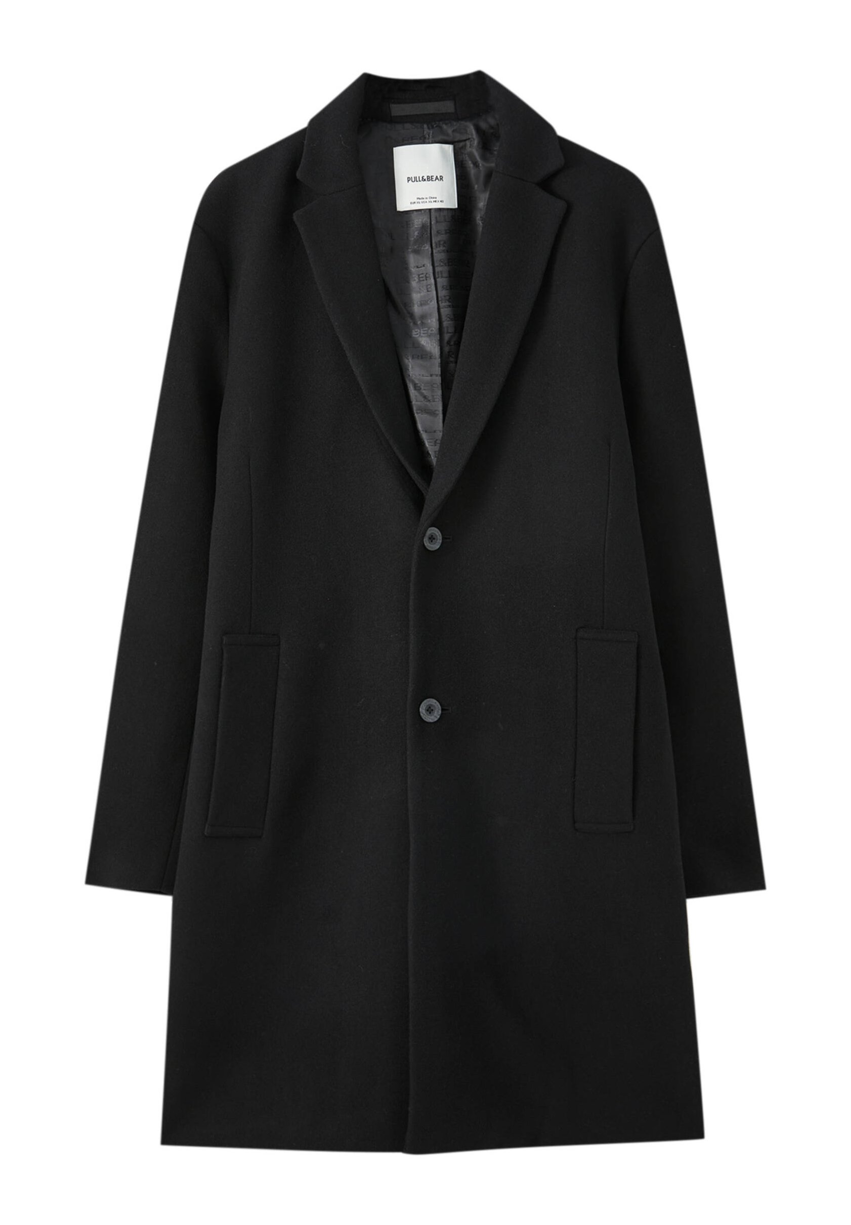 manteau noir pull and bear