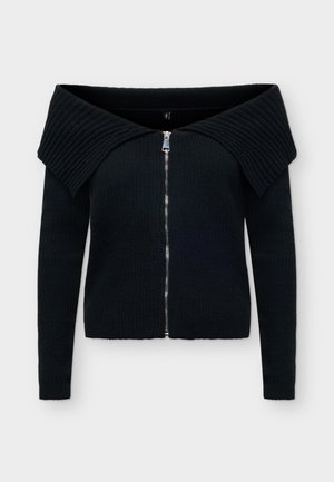 ONLY, ONLELLY ZIP OFF SHOULDER - Strickjacke - black detail:silver zip