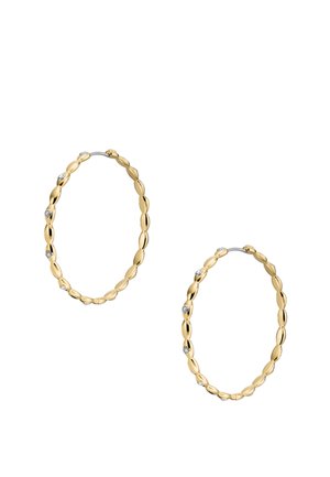 Boucles d'oreilles en or en forme ovale texturée avec de petites accents en diamant. Fini lisse avec une surface polie.