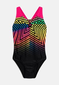 Speedo - GIRLS DIGITAL PLACEMENT SPLASHBACK - Kupaći kostim - black/lemon drizzle/flare pink/harlequin green Minijatura 1