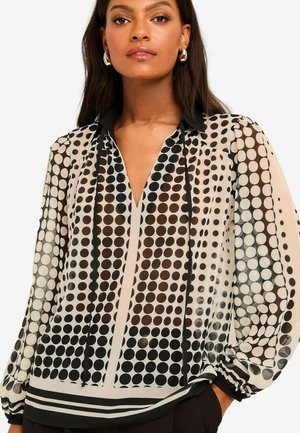 Lipsy V NECK POLKA DOT- REGULAR FIT - Blůza - black white