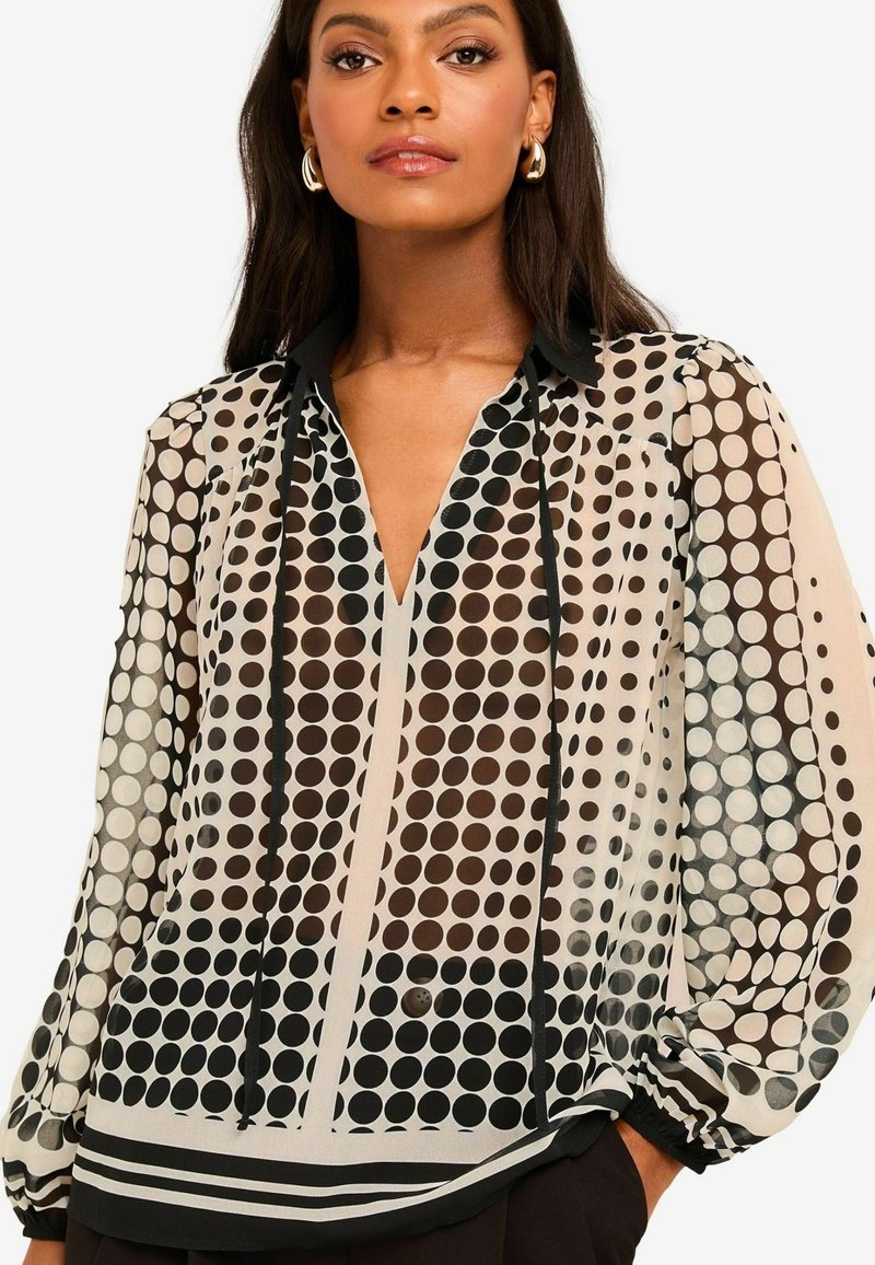 Lipsy V NECK POLKA DOT- REGULAR FIT - Camicetta - black white