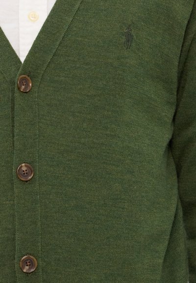 Polo Ralph Lauren SLIM FIT WASHABLE WOOL V-NECK CARDIGAN  - Kardiganas - classic olive heather