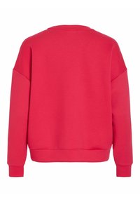 Rød genser i bomullsblanding. Har en avslappet passform, rund hals og ribbestrikkede mansjetter og kant. Sett bakfra viser ensfarget farge.