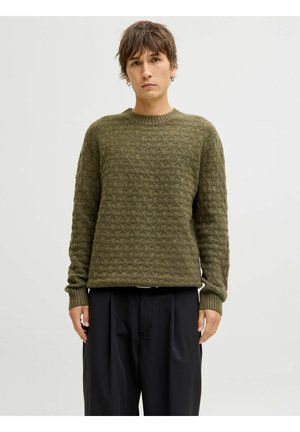 Jack & Jones PREMIUM JPRBLASIMON STRUCTURE CREW NECK - Strickpullover - beech