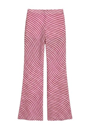 PULL&BEAR, HIGH-WAISTED WAVE-PRINT STRAIGHT-LEG - TROUSERS - Pantalon classique - pink