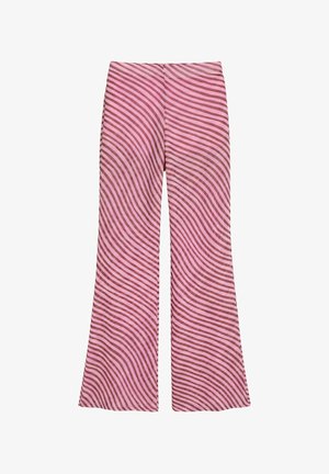 PULL&BEAR, HIGH-WAISTED WAVE-PRINT STRAIGHT-LEG - TROUSERS - Stoffhose - pink