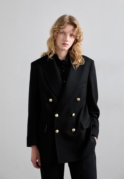 Victoria Beckham BUTTON DETAIL DOUBLE BREASTED - Krátký kabát - black