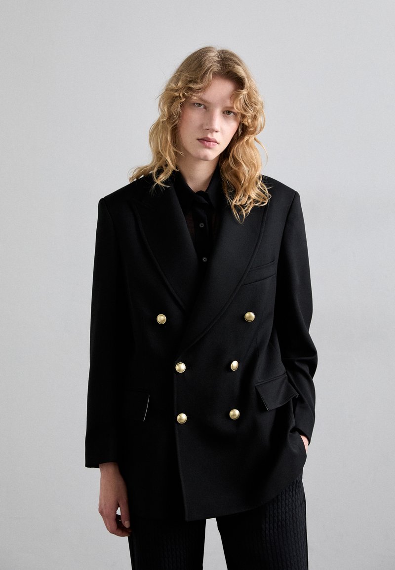 Victoria Beckham BUTTON DETAIL DOUBLE BREASTED - Īss mētelis - black