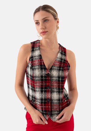 PLAID FRONT BUTTONED LINED - Waistcoat - black