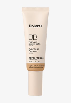 Dr. Jart+ BB Premium Beauty Balm crème met SPF 30, tube van 40 ml, tint Light Medium, beige verpakking met zwarte tekst.