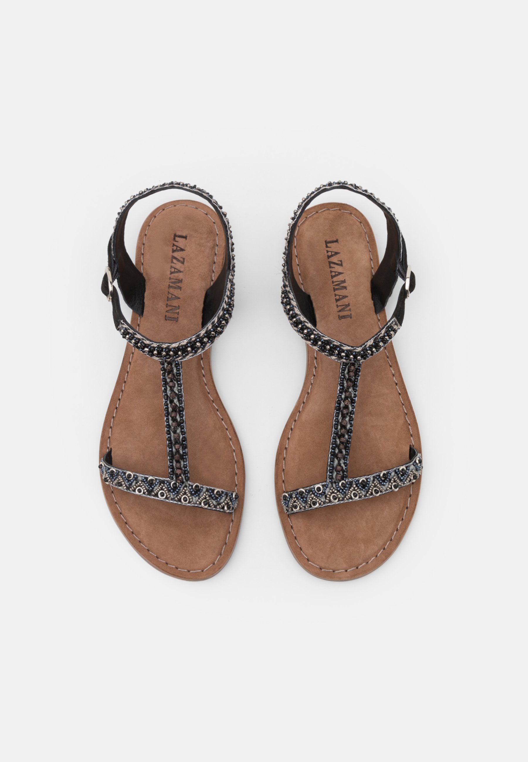 Lazamani sandalen plat Zwart 75611 | Invito
