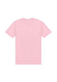 Camiseta unisex de color rosa claro, de manga corta, material de algodón, cuello redondo, bajo recto, parte trasera lisa sin gráficos ni diseños.