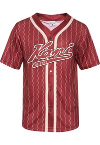Karl Kani VARSITY ZICZAC PINSTRIPE BASEBALL Shirt dark red
