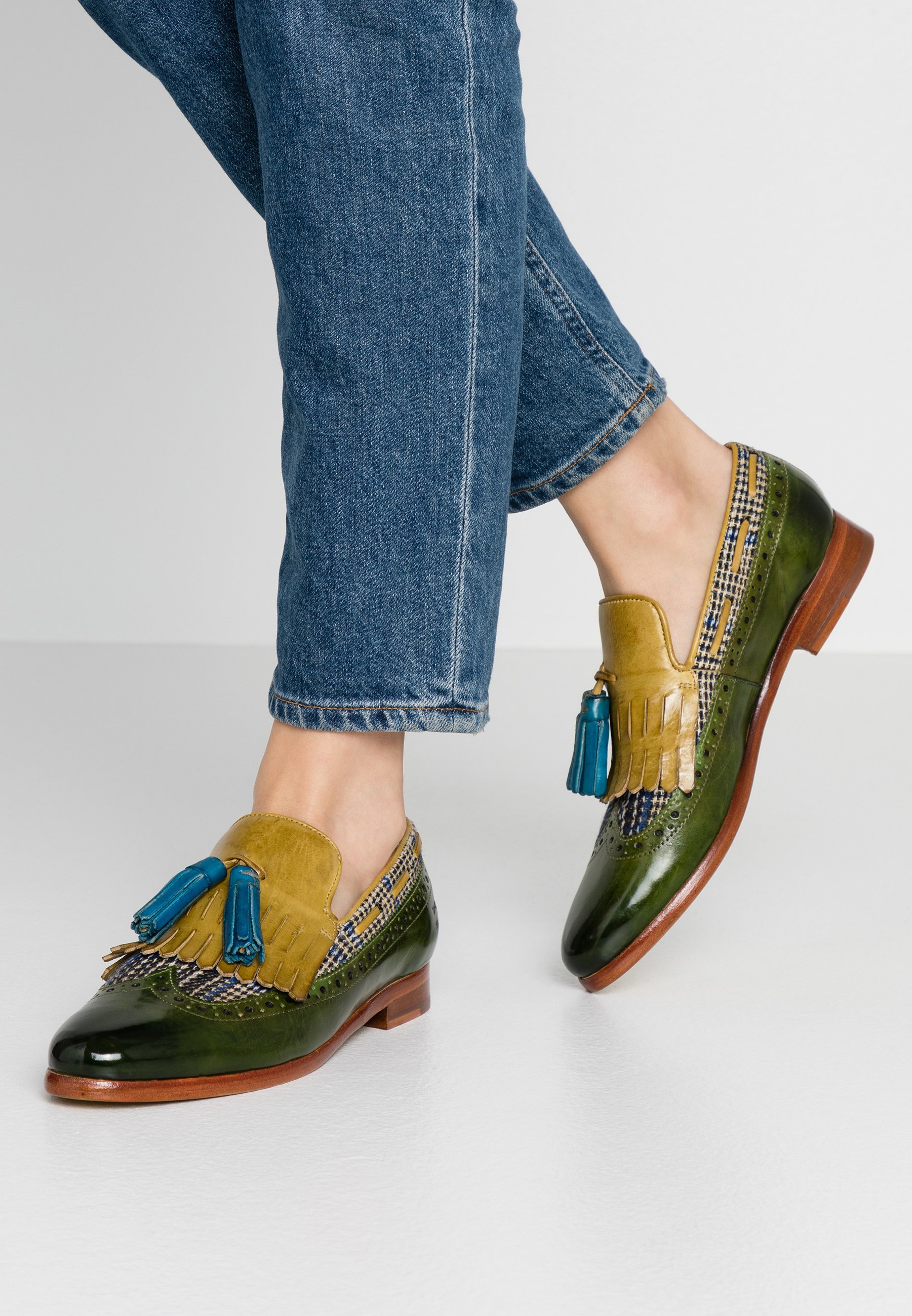 Melvin & Hamilton SELINA - Slippers - maroccan blue/olivine Melvin & Hamilton SELINA - Slippers - maroccan blue/olivine