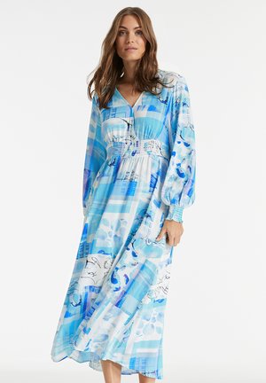 Day dress - blue curacao gemustert