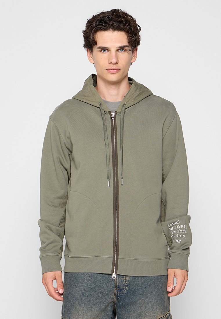 Replay Sweater met rits kaki