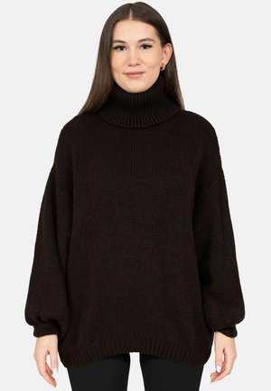 MIT ROLLKRAGEN - Strickpullover - brown