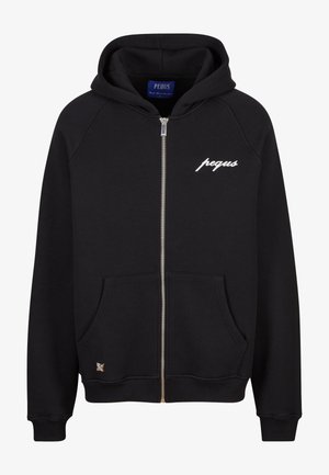 PEQUS CHEST LOGO - Cipzáras pulóver - black