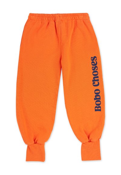 Orangene Sweatpants aus Baumwolle mit elastischen Bündchen und einem elastischen Bund. Mit dem "Bobo Choses"-Logo in Marineblau auf dem linken Bein.