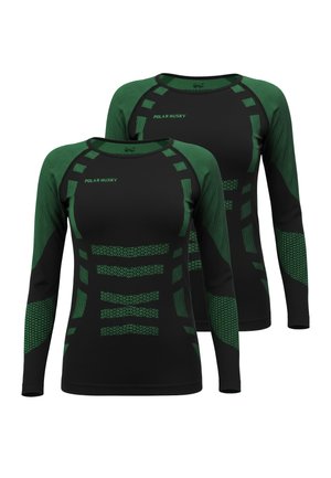 2 PACK THERMO LANGARM - Unterhemd/-shirt - grün/schwarz